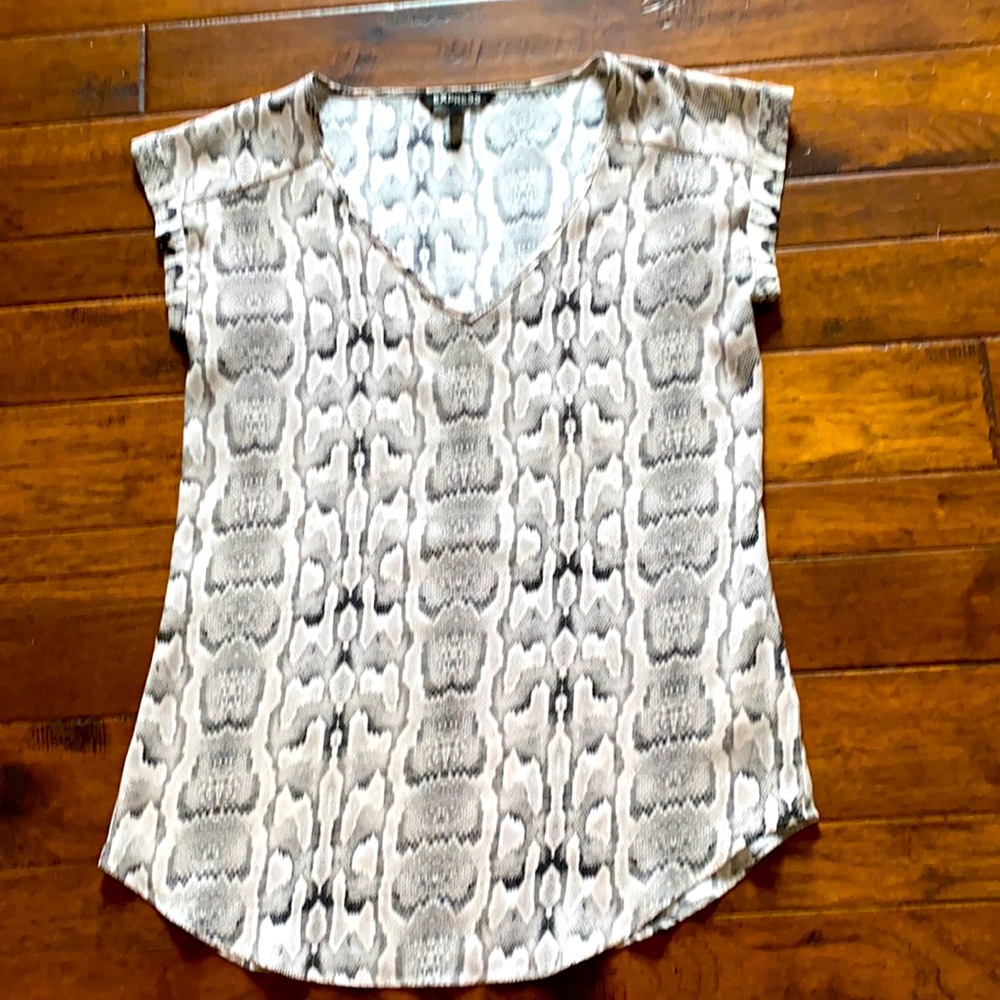 Snakeskin print roll sleeve blouse